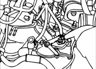 Снятие и установка коробки передач F4A42 Снятие 1. Отсоедините, в первую очередь, провод от отрицательной клеммы аккумуляторной батареи, затем – от