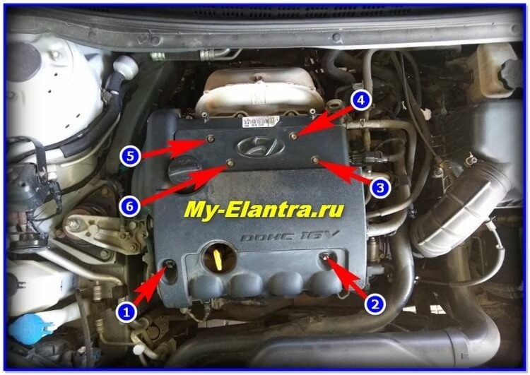 Замена прокладки клапанной крышки двигателя Elantra
